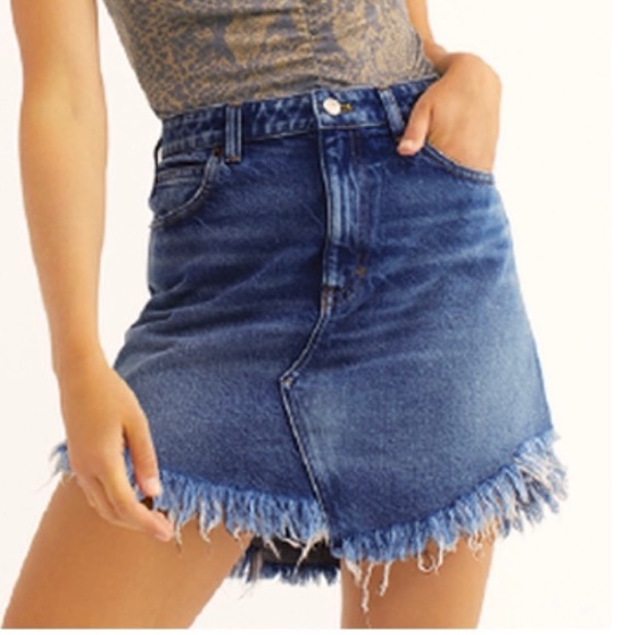 Free People Dresses & Skirts - NEW Free People Bailey Fringe Denim Mini Skirt